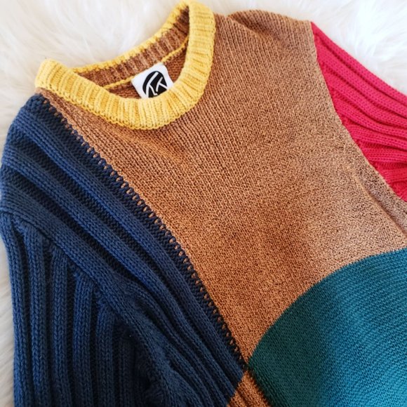 YanYan Tweedle Colorblock Ochre Rainbow Tweed Knit Column Dress - Picture 8 of 13